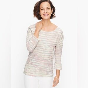 NWT Talbots Rainbow Multicolor 3/4 Sleeve Knit Top